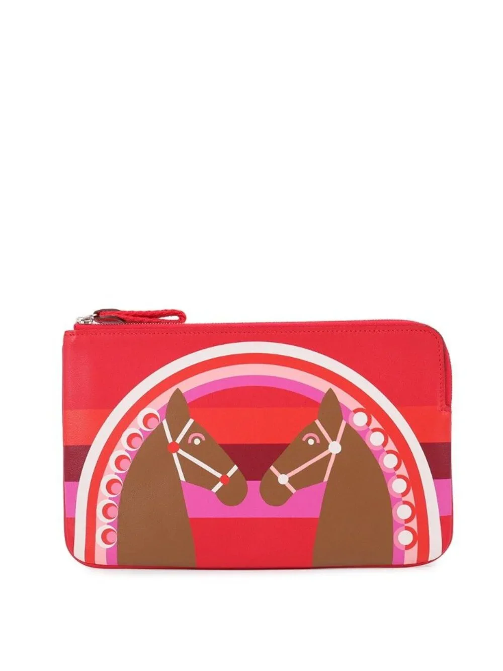 Hermes Pouch Carre Pocket Long Rainbow Love Rouge de Coeur Halzan Silver Swift